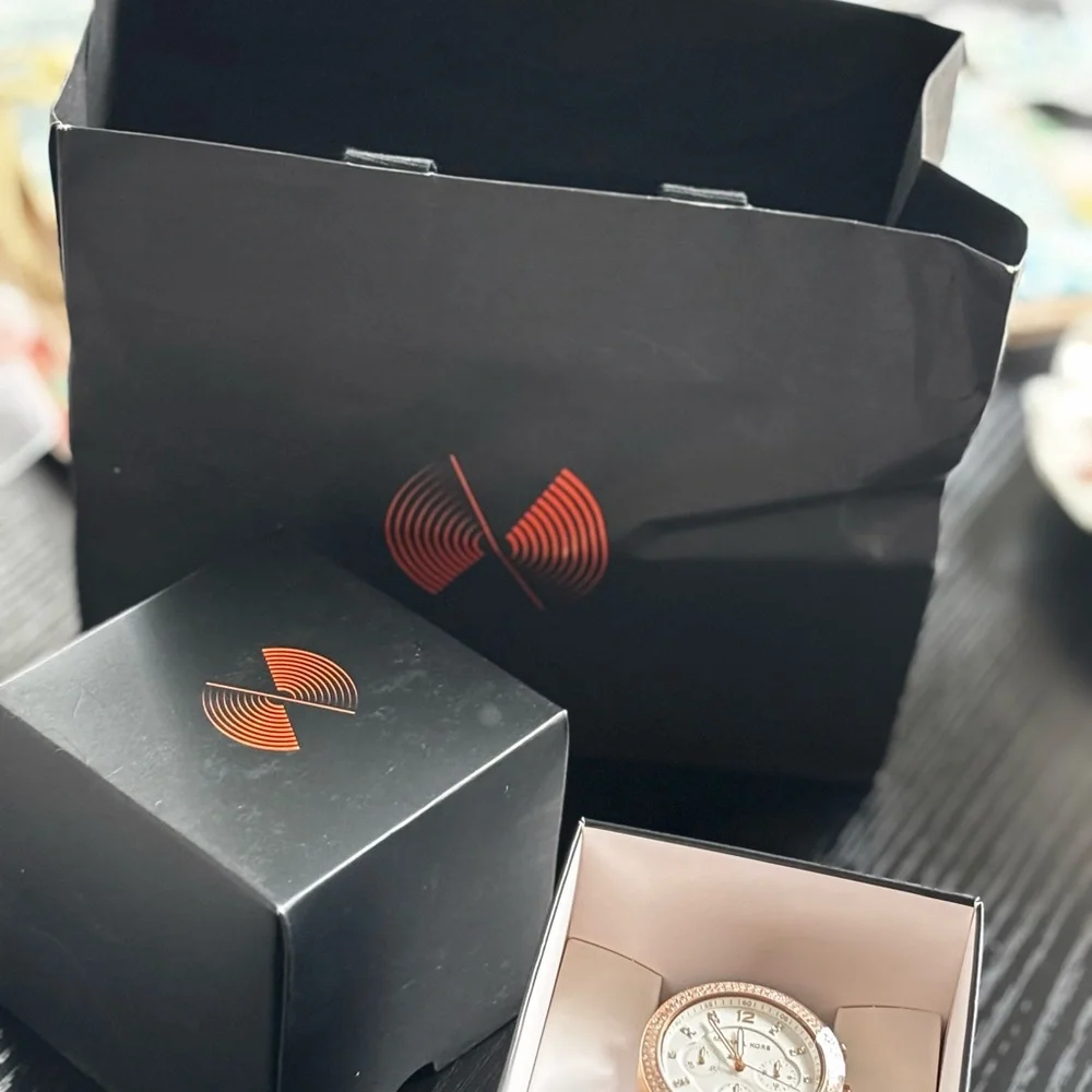 Michael Kors Rose Gold and Brown Strap Crystal-Accent Women's Watch